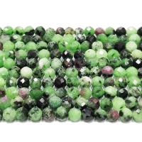 Rubin in Zoisit Perle, Rubin Zoisit, rund, poliert, DIY & facettierte, grün, Länge:39 cm, verkauft von Strang