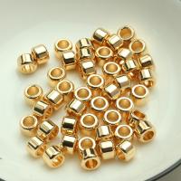 Large Hole Brass Beads, Round Tube, 14K gold plated, DIY 