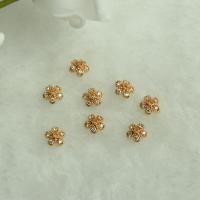 Brass Bead Cap, Flower, 14K gold plated, DIY & micro pave cubic zirconia 