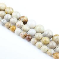 Chrysantheme Stein Perle, Chrysanthemen Stein, rund, poliert, DIY, gemischte Farben, Länge:39 cm, verkauft von Strang