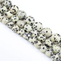 Perles dalmatiens, Dalmate, Rond, poli, DIY, couleurs mélangées cm, Vendu par brin