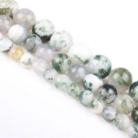 Natürlichen Baum-Achat-Perlen, Baumachat, rund, poliert, DIY, gemischte Farben, Länge:39 cm, verkauft von Strang