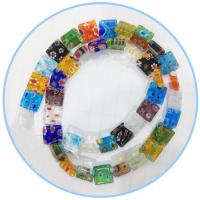Millefiori Slice Lampwork Beads, Millefiori Lampwork, Square, polished, DIY, mixed colors cm 