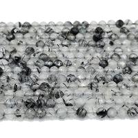 Rutilated Quartz Beads, Black Rutilated Quartz, Round, polished, DIY & faceted, black cm 