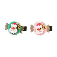 Christmas Hair Clip, Zinc Alloy, with Velveteen, 2 pieces & Christmas Design & fashion jewelry & for woman 