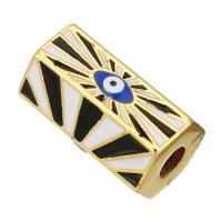 Large Hole Brass Beads, gold color plated, evil eye pattern & enamel Approx 4mm 