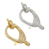 Brass Lobster Clasp Findings, plated, micro pave cubic zirconia 28mm 