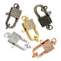 Brass Lobster Clasp Findings, plated, micro pave cubic zirconia Approx 3mm 