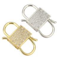 Brass Lobster Claw Clasp, plated, micro pave cubic zirconia 