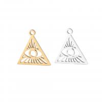 Stainless Steel Pendants, 304 Stainless Steel, Triangle, plated, with eye pattern & DIY & hollow 