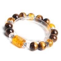 Bracelets en pierres oeil de tigre, avec perles de citrine, bijoux de mode & unisexe & normes différentes pour le choix .9 pouce, Vendu par brin