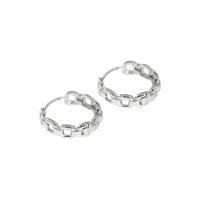 Sterling Silver Huggie Hoop Earring, 925 Sterling Silver, Geometrical Pattern, plated & for woman & hollow 