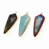 Gemstone Brass Pendants, with Natural Stone 
