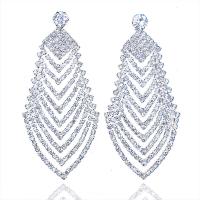 Zinc Alloy Rhinestone Drop Earring, with Zinc Alloy, plated, for woman 70mm 