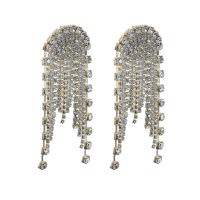 Zinc Alloy Rhinestone Drop Earring, with Zinc Alloy, plated, for woman 