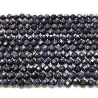 Blaue Goldstein Perlen, Blauer Sandstein, rund, poliert, DIY & facettierte, blau, Länge:38 cm, verkauft von Strang