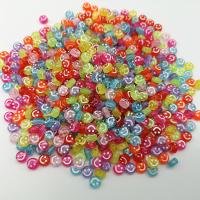 Acrylic Jewelry Beads, Smiling Face, painted, DIY multi-colored 