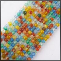 Natürliche Regenbogen Achat Perlen, Mehrfarbenachat, rund, poliert, DIY & facettierte, farbenfroh, 3mm, Länge:38 cm, verkauft von Strang