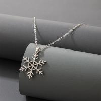 Christmas Jewelry Necklace, Zinc Alloy, Snowflake, plated, Unisex, silver color .7 cm 