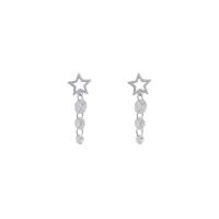 Cubic Zircon Brass Earring, Star, platinum plated, fashion jewelry & for woman & with cubic zirconia 