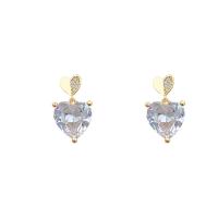 Cubic Zircon Brass Earring, 925 thailand sterling silver post pin, Heart, real gold plated, fashion jewelry & imitation natural quartz & for woman & with cubic zirconia 