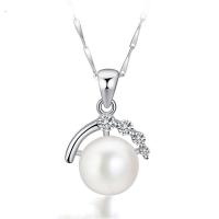Cubic Zirconia Micro Pave Sterling Silver Pendant, 925 Sterling Silver, with pearl, fashion jewelry & for woman & with cubic zirconia 