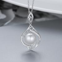 Sterling Silver Pearl Necklace, 925 Sterling Silver, with pearl, fashion jewelry & for woman & with cubic zirconia .75 Inch 