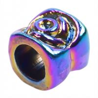 Zinc Alloy Large Hole Beads, Flower, colorful plated, fashion jewelry, multi-colored 