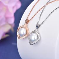 Cultured Pearl Sterling Silver Pendants, 925 Sterling Silver, with pearl, fashion jewelry & for woman & with cubic zirconia 