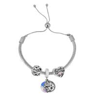 Stainless Steel  European Bracelets, 316 Stainless Steel, with 304 Stainless Steel, for woman, silver color cm 