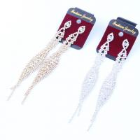 Zinc Alloy Rhinestone Drop Earring, with Zinc Alloy, plated, for woman 140mm 