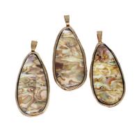 Brass Shell Pendants, with Shell, mixed colors 