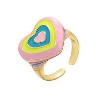 Brass Cuff Finger Ring, Heart, plated, fashion jewelry & enamel 