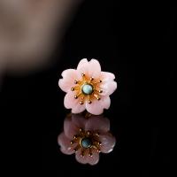 Natural Pink Shell Beads, 925 Sterling Silver, with Queen Conch Shell, Flower, gold color plated, DIY 