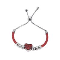 Stainless Steel  European Bracelets, 316 Stainless Steel, with Leather & 304 Stainless Steel, Unisex, mixed colors .5 Inch 