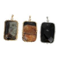 Agate Brass Pendants, with Agate,  Square 