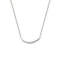 Cubic Zirconia Stainless Steel Necklace, with 2.5inch extender chain, silver color plated, oval chain & micro pave cubic zirconia & for woman, 28mm Approx 16.1 Inch 