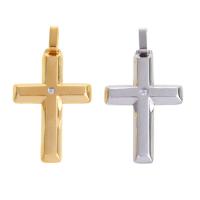 Stainless Steel Cross Pendants, plated, DIY & Unisex & with rhinestone Approx 5mm 