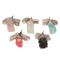 Crystal Brass Pendants, with Crystal & Resin & Plastic Pearl 