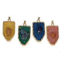Resin Brass Pendants, with Resin, imitation druzy quartz 