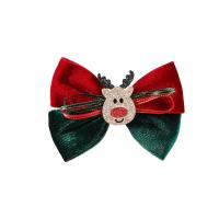 Christmas Hair Clip, Zinc Alloy, with Velveteen, plated, fashion jewelry & for woman 