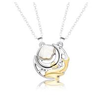 Couple Zinc Alloy Necklace, with brass chain & Wax Cord & White Shell, with 1.96inch extender chain, Whale, plated, 2 pieces & with magnetic & for couple & hollow 14mm Approx 21.6 Inch 