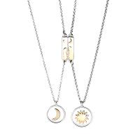 Couple Zinc Alloy Necklace, with 1.96inch extender chain, Flat Round, plated, 2 pieces & with magnetic & for couple, 16mm, 18mm Approx 21.6 Inch, Approx  17.7 Inch 