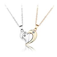 Couple Zinc Alloy Necklace, with 1.96inch extender chain, Heart, plated, 2 pieces & with magnetic & for couple & with rhinestone Approx 21.6 Inch 
