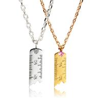Couple Jewelry Necklace, Titanium Steel, with 1.96inch extender chain, ruler, UV plating, 2 pieces & with number pattern & for couple & with rhinestone  Approx 21.6 Inch, Approx  17.7 Inch 