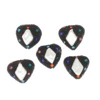 Imitation Pearl Plastic Beads, Brass, with White Shell & Crystal & Plastic Pearl, Triangle, DIY, mixed colors 