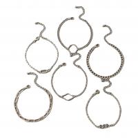 Fashion Zinc Alloy Bracelets, silver color plated, 6 pieces, silver color 