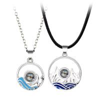 Couple Zinc Alloy Necklace, with 1.96inch extender chain, Flat Round, plated, 2 pieces & for couple & hollow, 15mm, 20mm Approx 21.6 Inch, Approx  17.7 Inch 