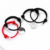 Couple Bracelet, Zinc Alloy, with Wax Cord, Dolphin, plated, 2 pieces & with magnetic & adjustable & for couple 10mm 