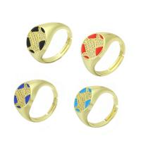 Cubic Zirconia Micro Pave Brass Finger Ring, gold color plated, micro pave cubic zirconia & enamel 13mm 